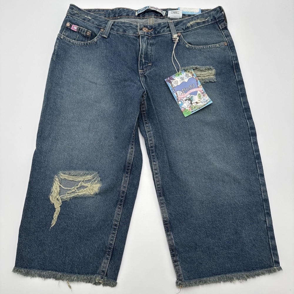 Mudd Womens Sz 11 Jorts Below Knee Shorts Raw Hem Bermuda NWT Streetwear 90s Y2K